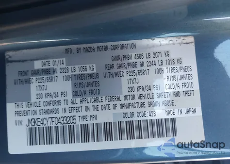 2015 Mazda Cx-5 Touring from USA, damaged, VIN JM3KE4CY7F0433205